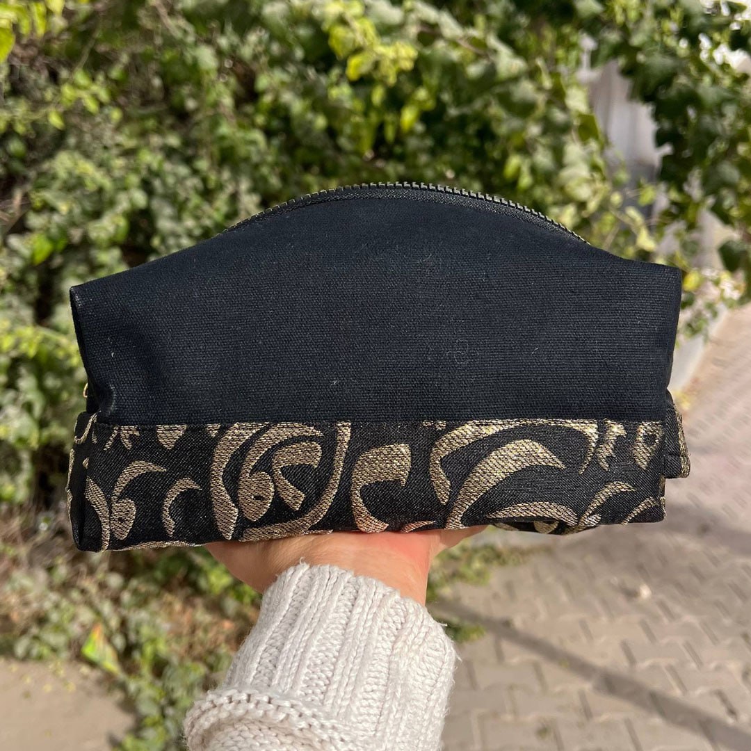 Islamic Pattern Boxy Pouch – Cotton Makeup & Pencil Case- Customization Options