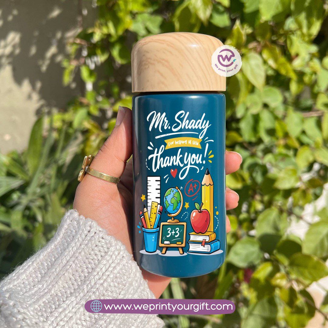 Mini Thermal Coffee Mug โ (150ml & 250ml) | Wooden Lid - Teacher Appreciation Edition