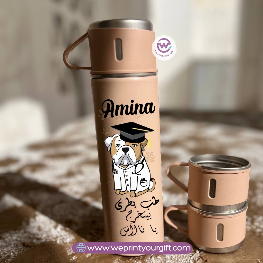 Graduation Thermal Flask with Two Extra Cups – 500ml
