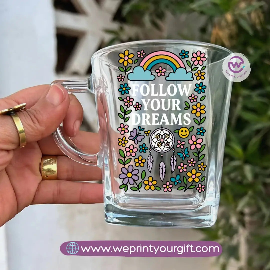 Personalized Motivational Doodle Glass Tea Cup – 300 ml - WE PRINT