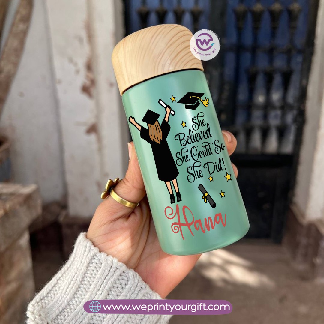 Mini Thermal Coffee Mug โ (150ml & 250ml) | Wooden Lid - Graduation Digital Art Edition