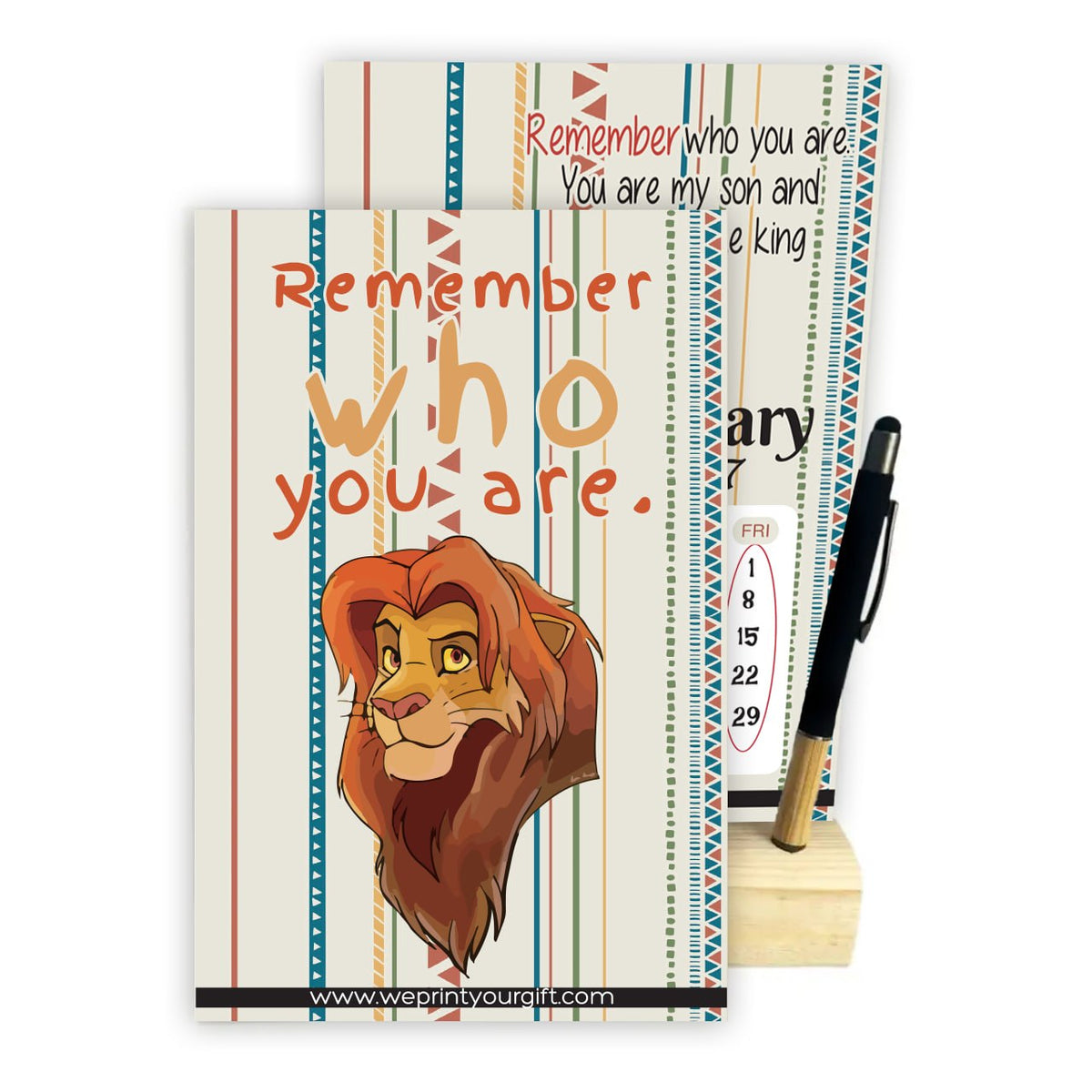 THE LION KING 2027 Desk Calendar – Inspirational Monthly Designs with Wooden Stand & Bamboo Touch Pen