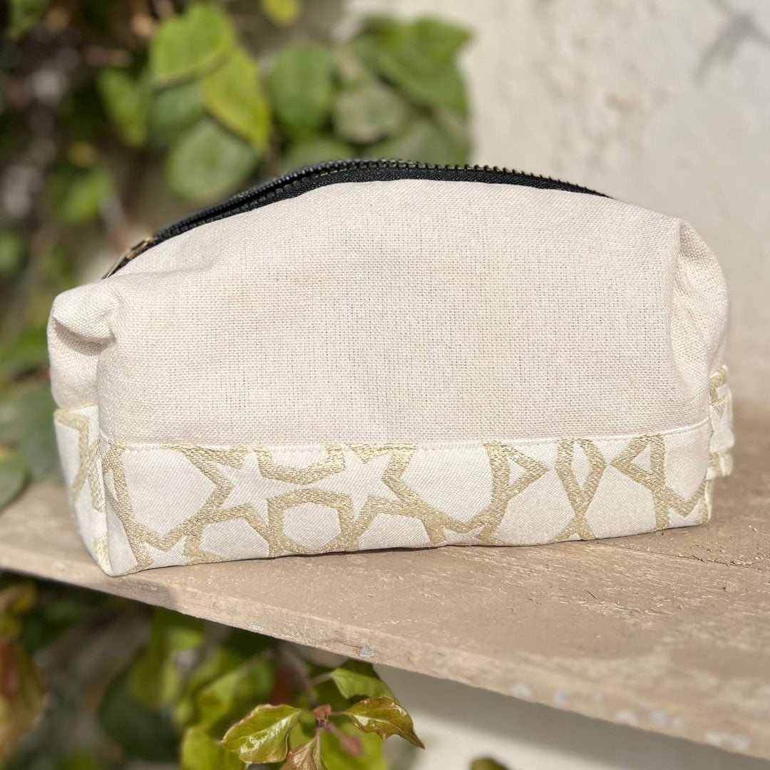 Islamic Pattern Boxy Pouch – Cotton Makeup & Pencil Case- Customization Options