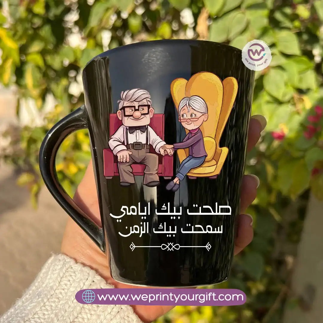 Valentine’s Edition Black Conical Porcelain Mug – 350 ml | UV Raised Sticker Printing - WE PRINT
