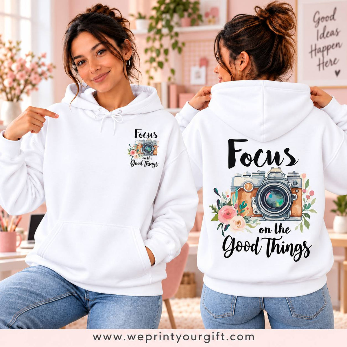 Unisex "Motivational Floral" Hoodie - Premium Melton Cotton