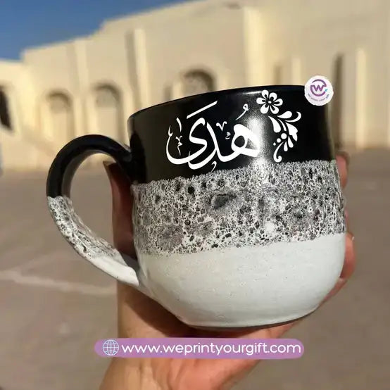 Black & White Handmade Pottery Mug – Customization Options - WE PRINT