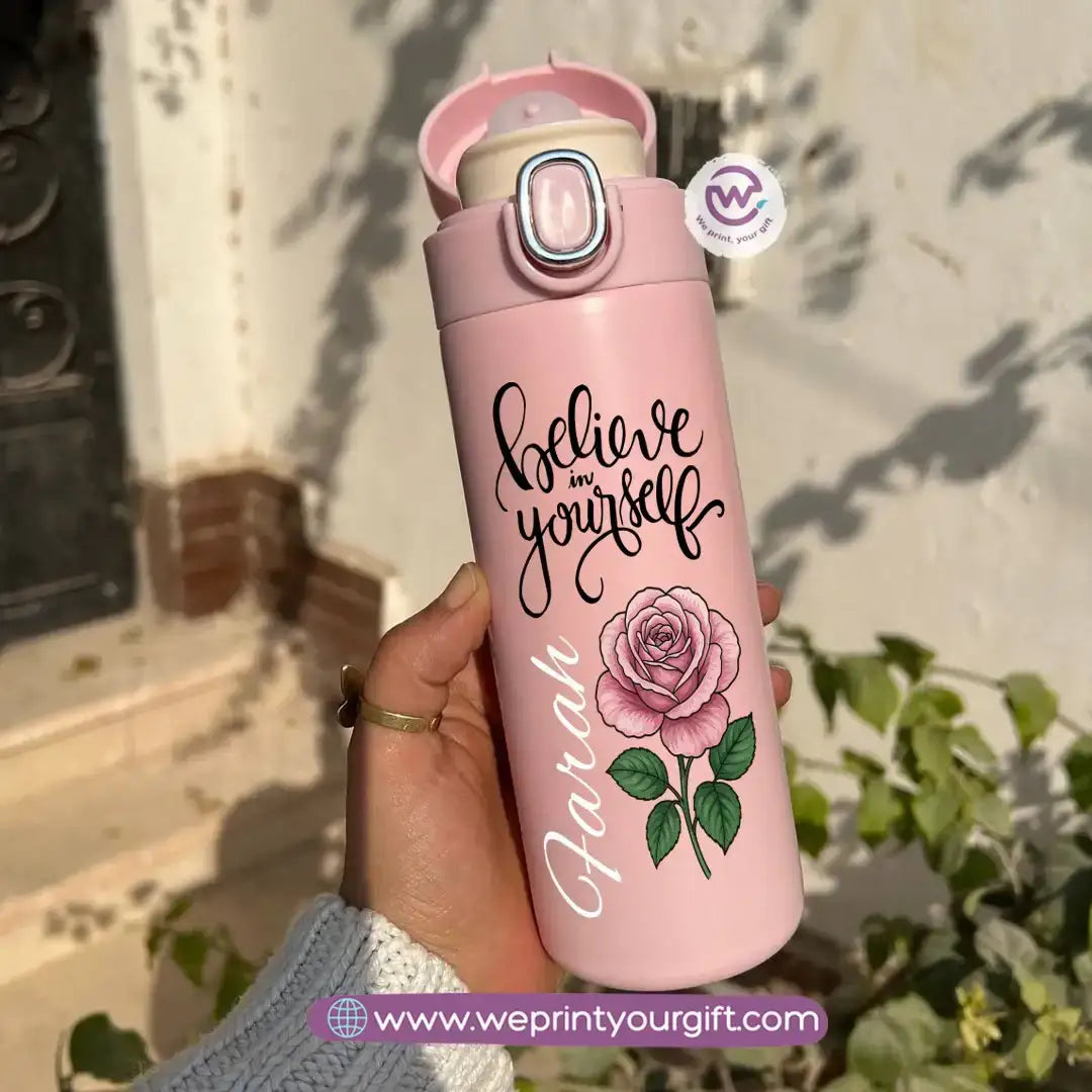 Stainless Steel Thermal Mug with Digital Temperature Display – 420ml - Motivational Floral Designs - WE PRINT