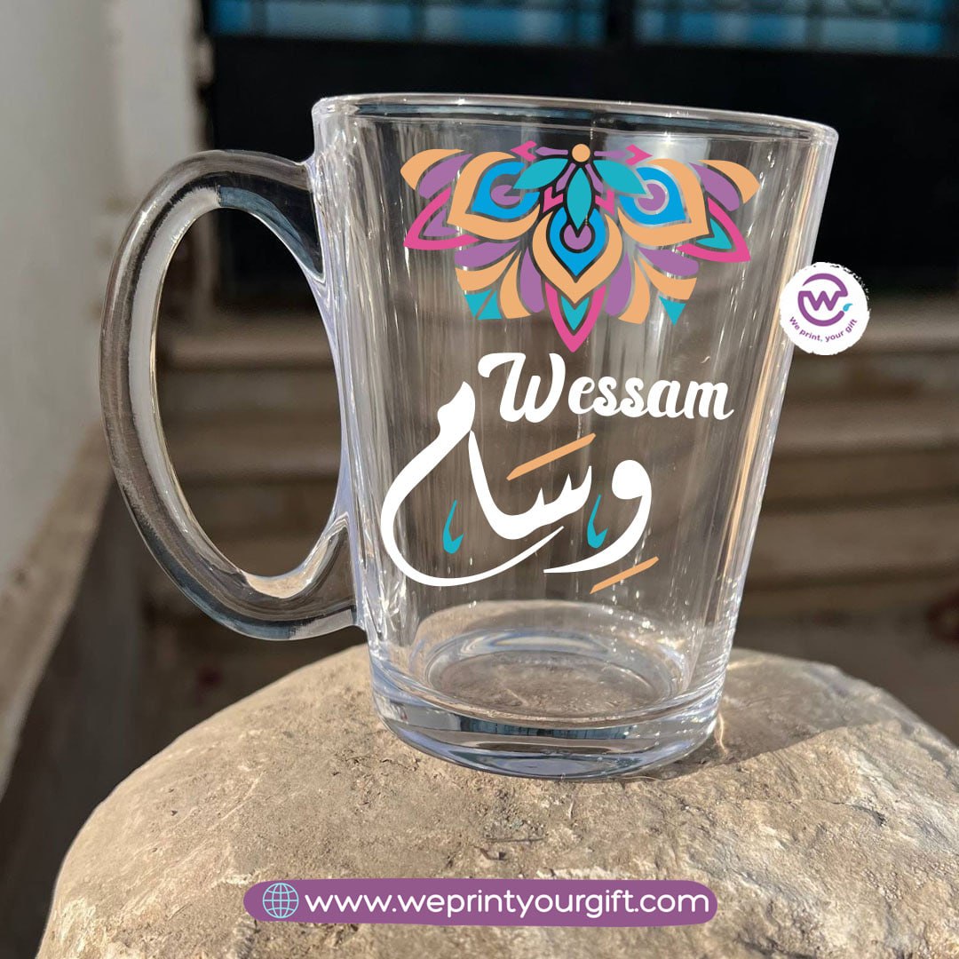 Boho Name Glass Tea Cup – 300 ml | Personalized Designs