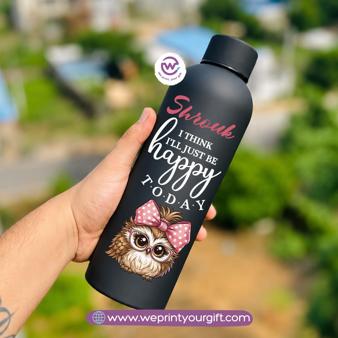 Personalized Thermal Water Bottle 500ml - Cute Owl Motivational Designs