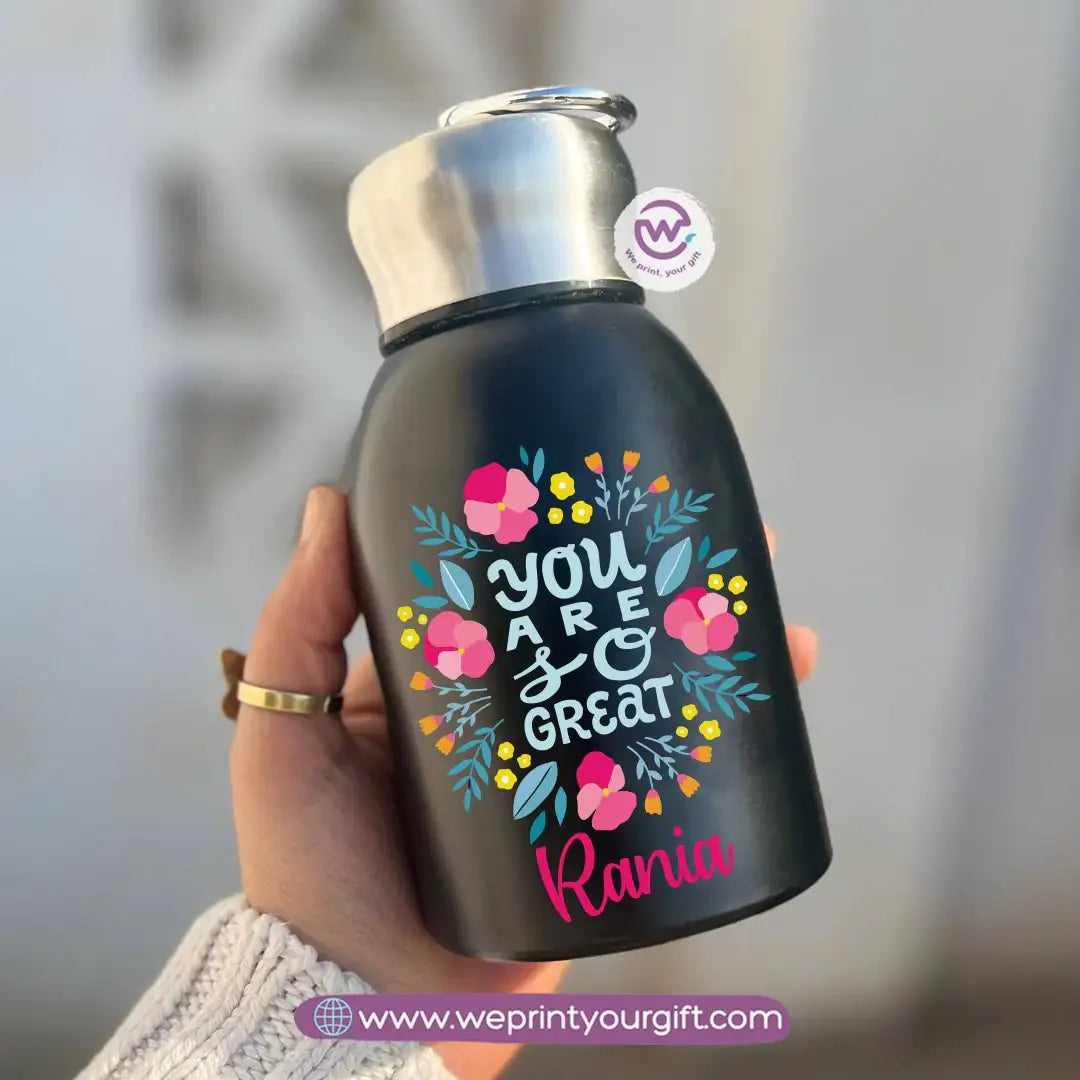 Mini Thermal Coffee Mug – 300ml | 304 Stainless Steel | Floral Motivational Designs