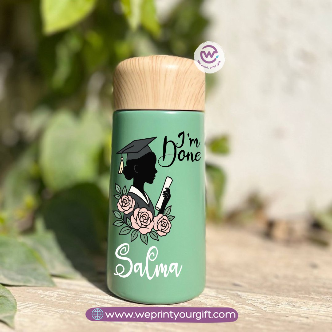 Mini Thermal Coffee Mug โ (150ml & 250ml) | Wooden Lid - Graduation Digital Art Edition