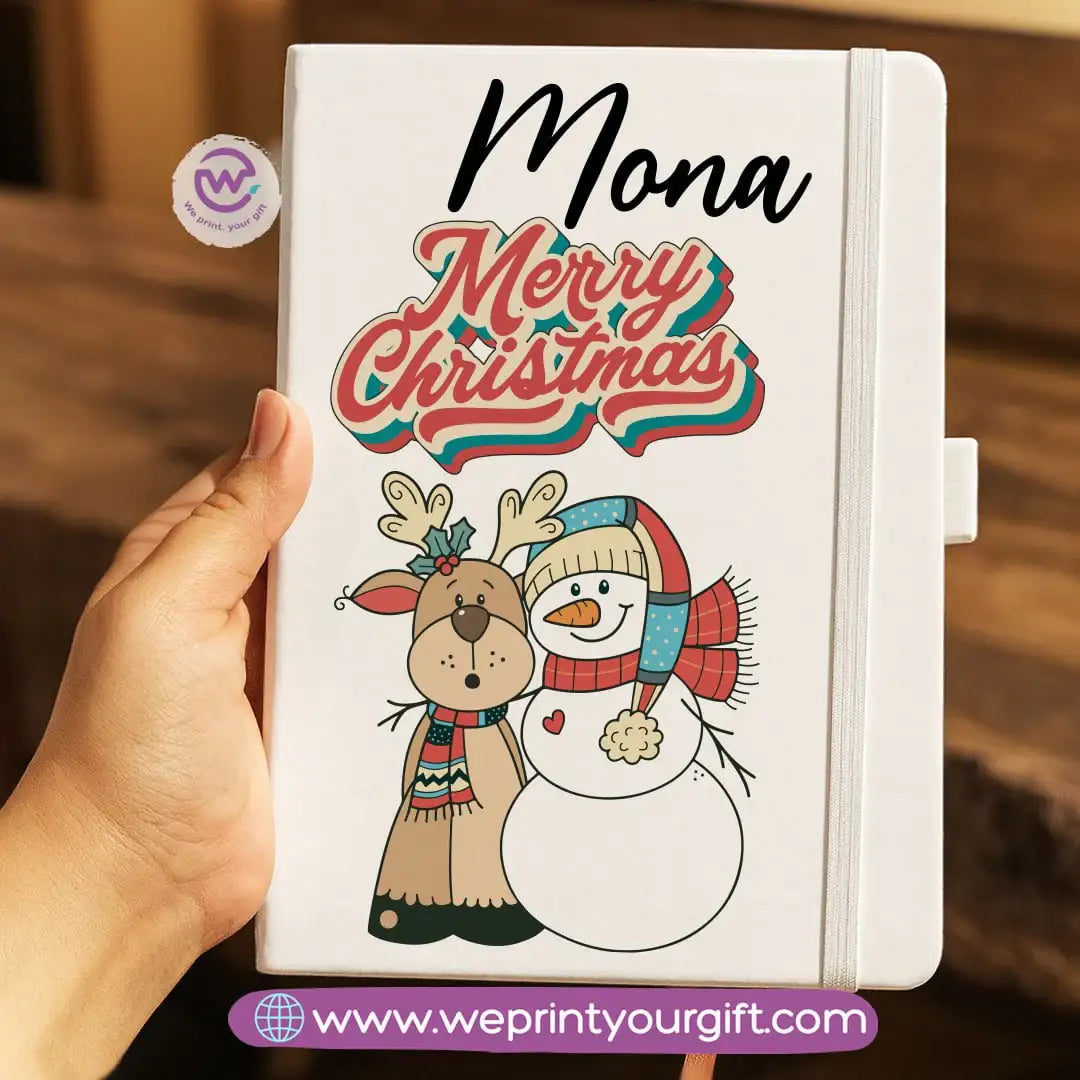 Personalized Hard Cover Rubber Notebook – Winter & Christmas Designs - WE PRINT