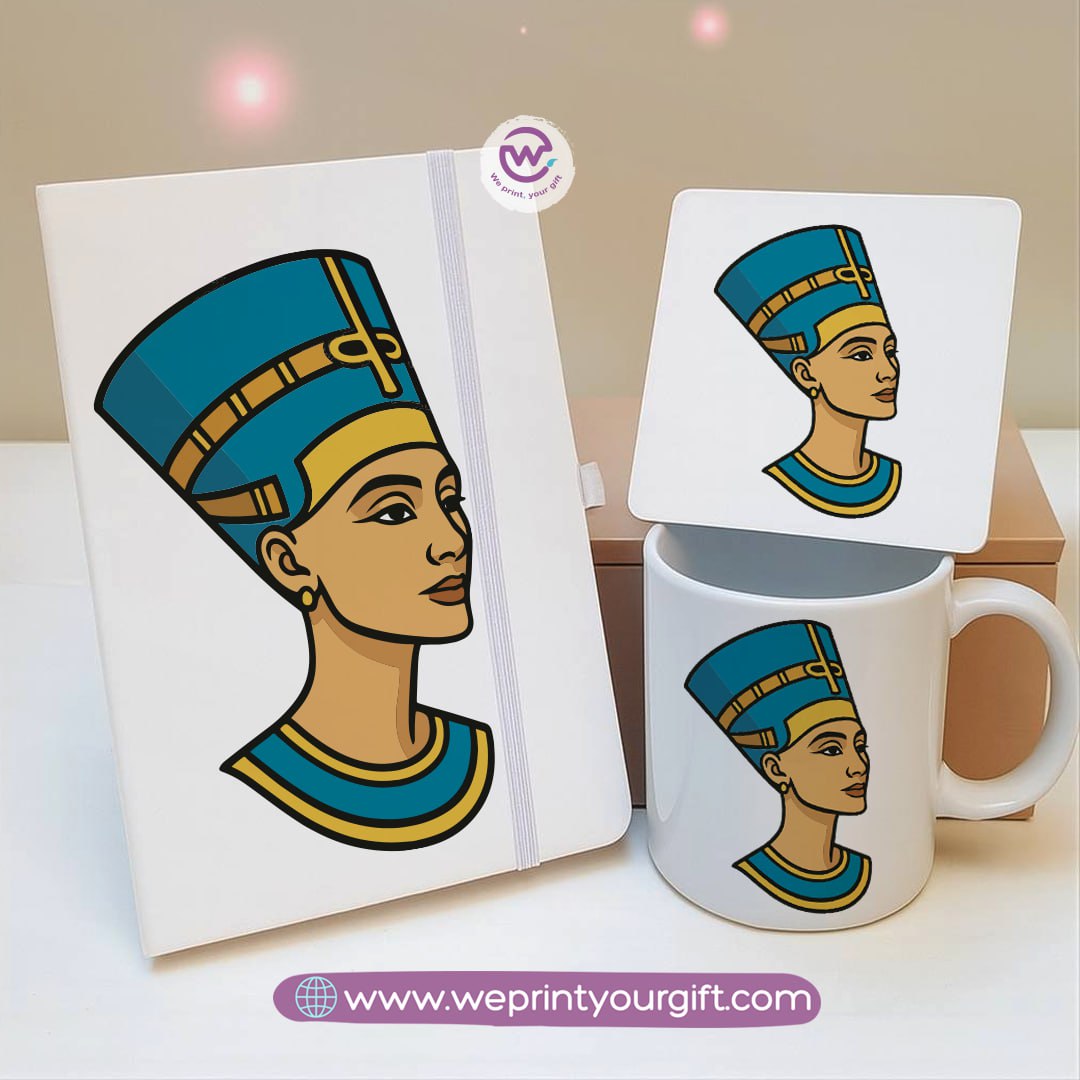 Egyptian Pharaonic Design Gift Set – Notebook, Mug & Coaster