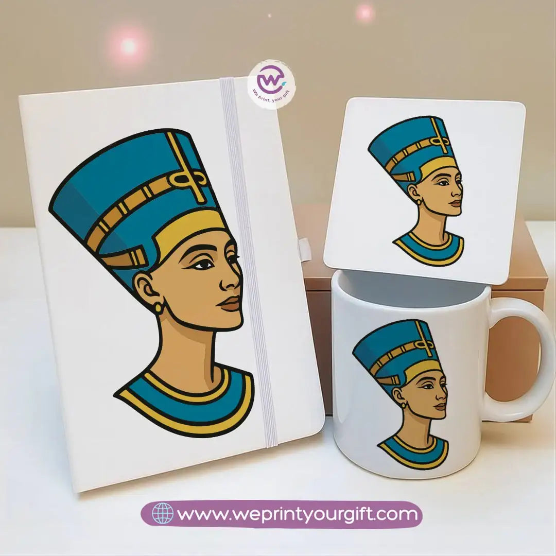 Egyptian Pharaonic Design Gift Set โ Notebook, Mug & Coaster - WE PRINT