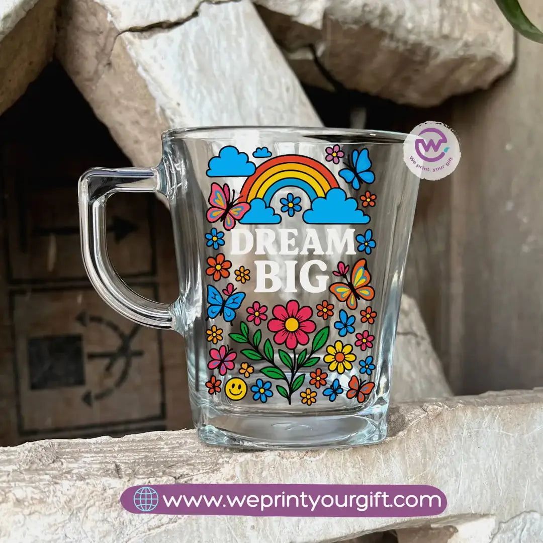 Personalized Motivational Doodle Glass Tea Cup – 300 ml - WE PRINT