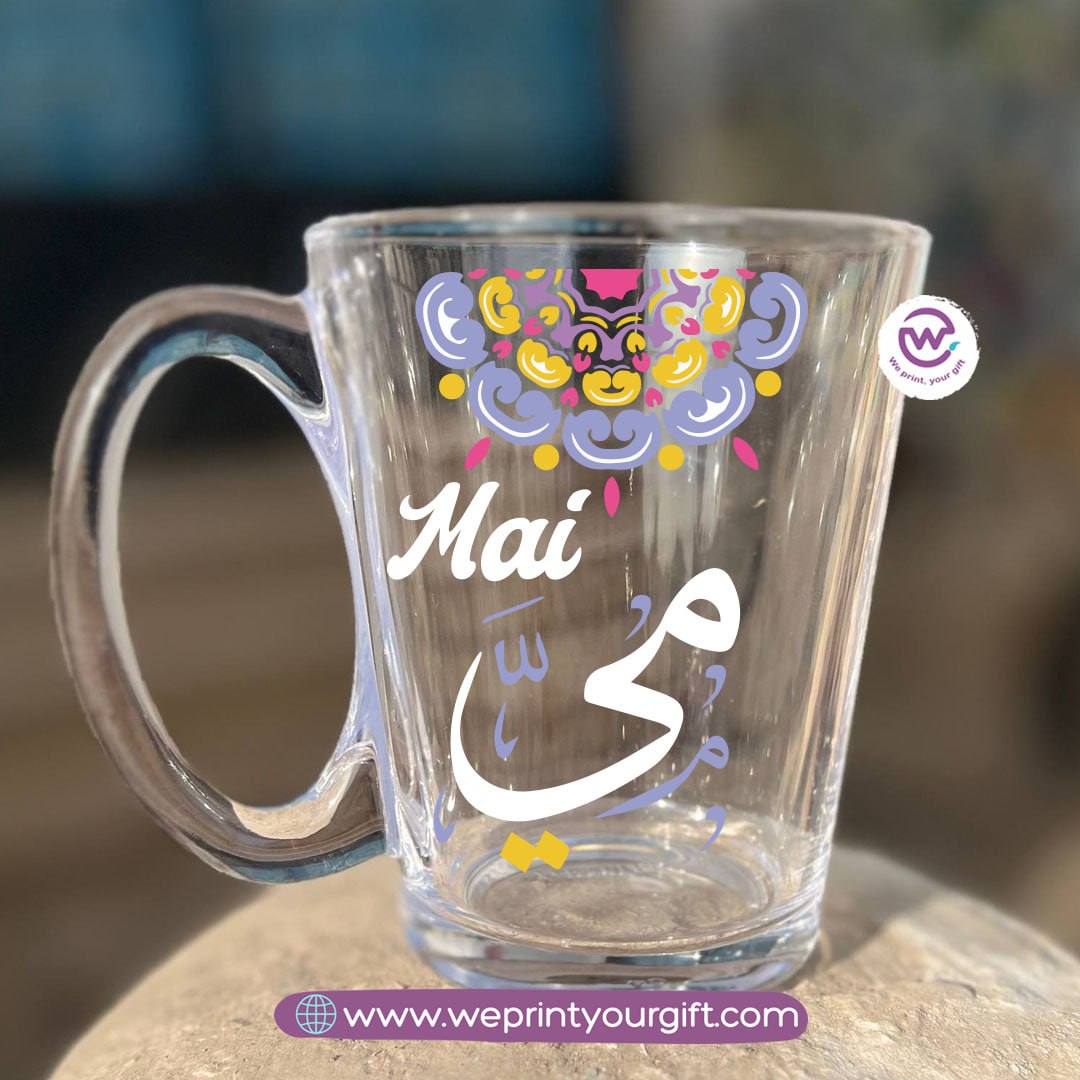Boho Name Glass Tea Cup – 300 ml | Personalized Designs
