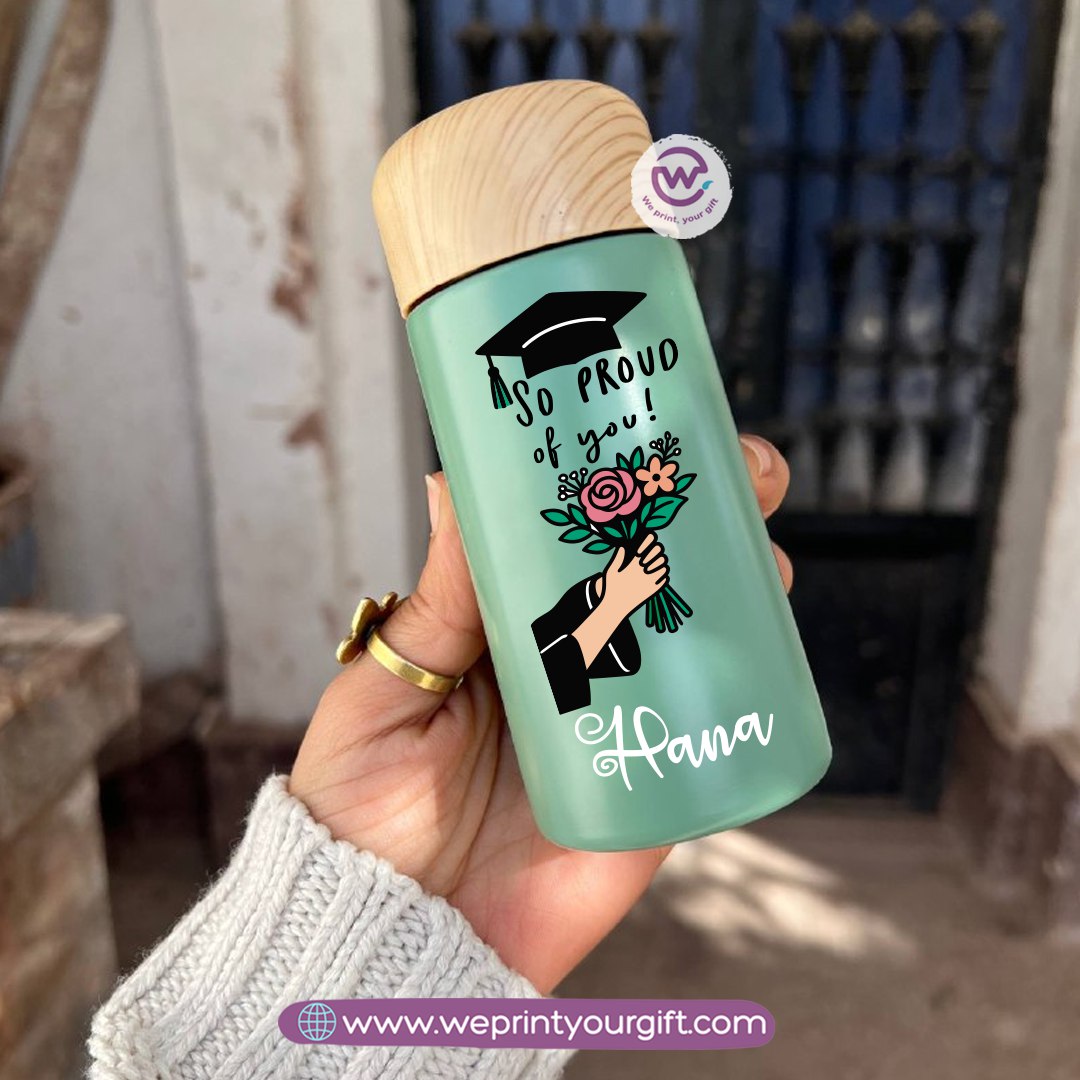 Mini Thermal Coffee Mug – (150ml & 250ml) | Wooden Lid - Graduation Digital Art Edition
