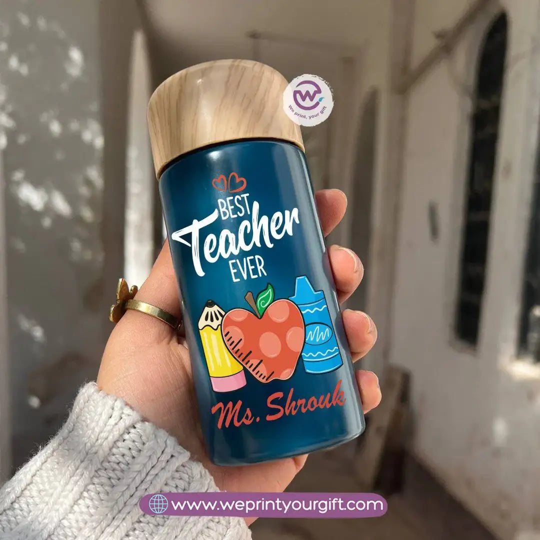 Mini Thermal Coffee Mug โ (150ml & 250ml) | Wooden Lid - Teacher Appreciation Edition