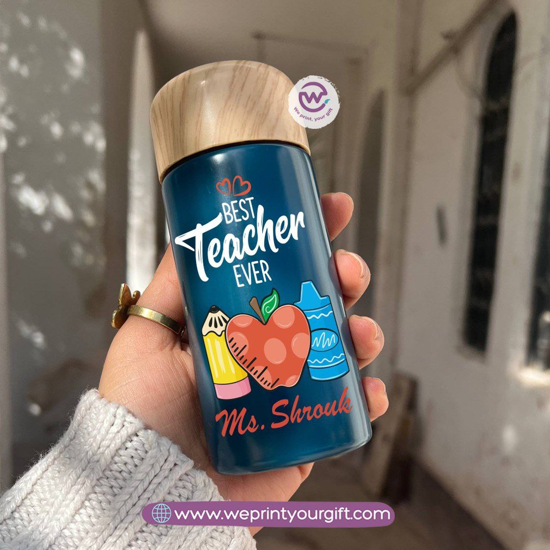 Mini Thermal Coffee Mug โ (150ml & 250ml) | Wooden Lid - Teacher Appreciation Edition