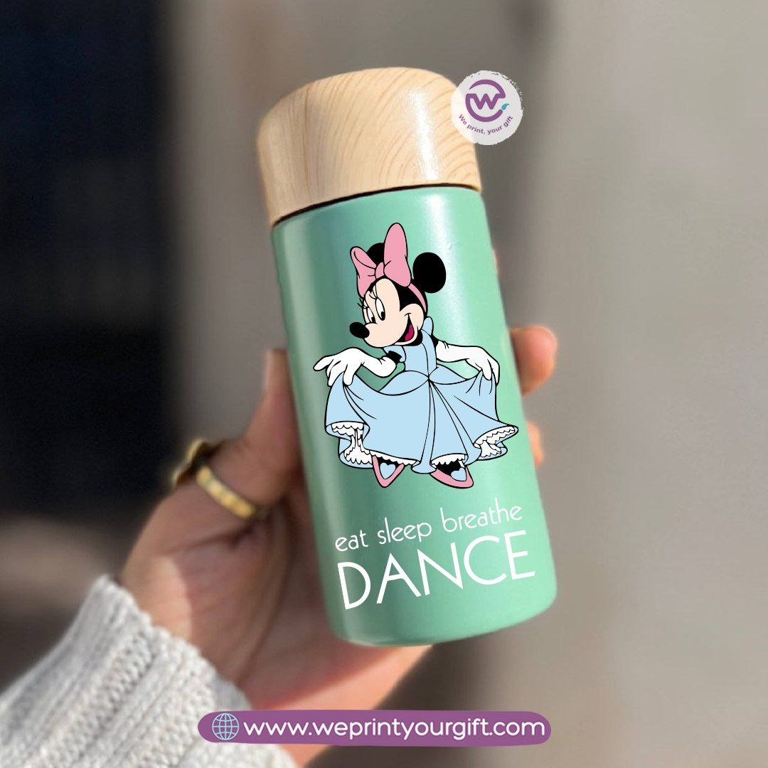 Mini Thermal Coffee Mug โ (150ml & 250ml) | Wooden Lid - Mickey & Minnie Style Designs