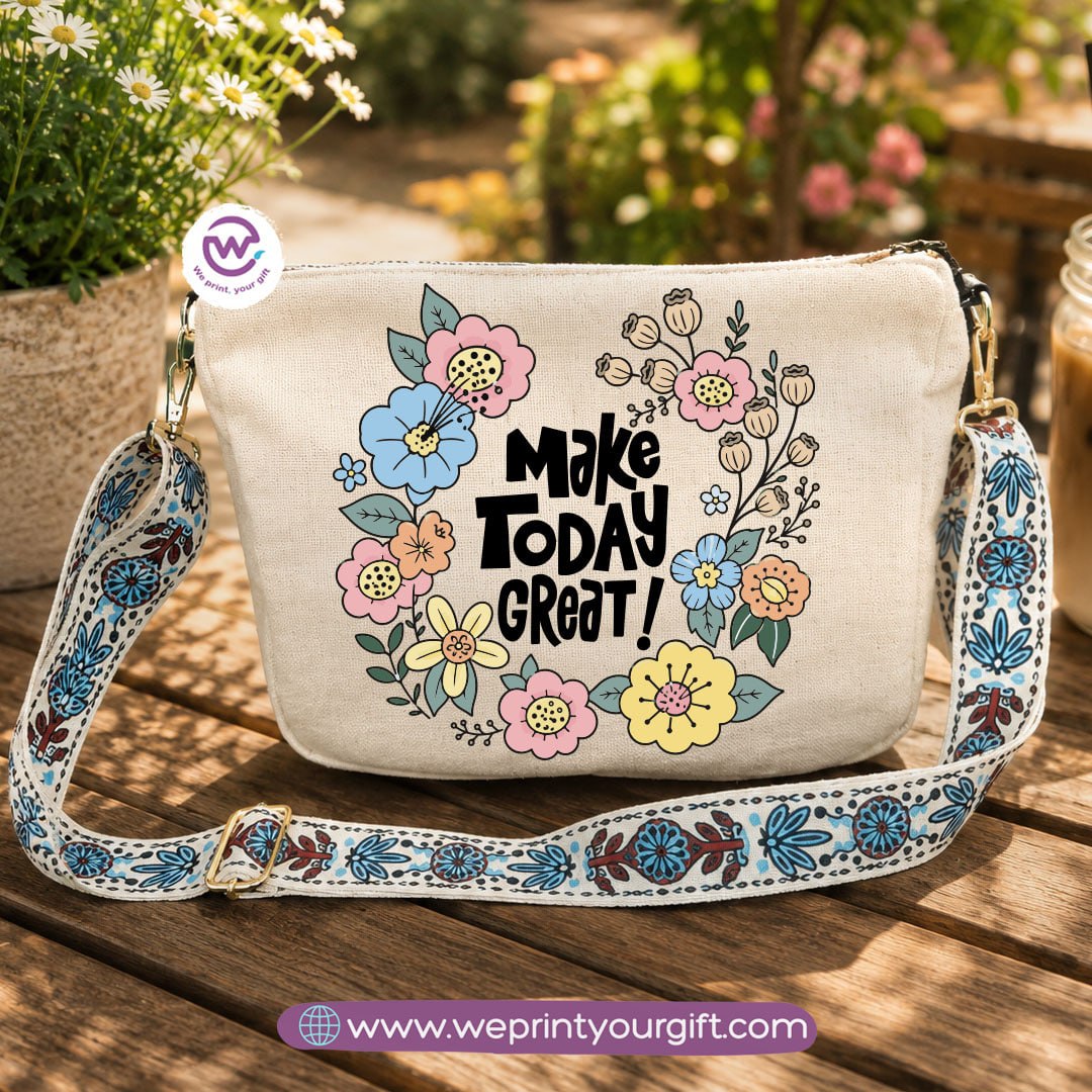 Encouraging Quote Shoulder Bags with Colorful Straps