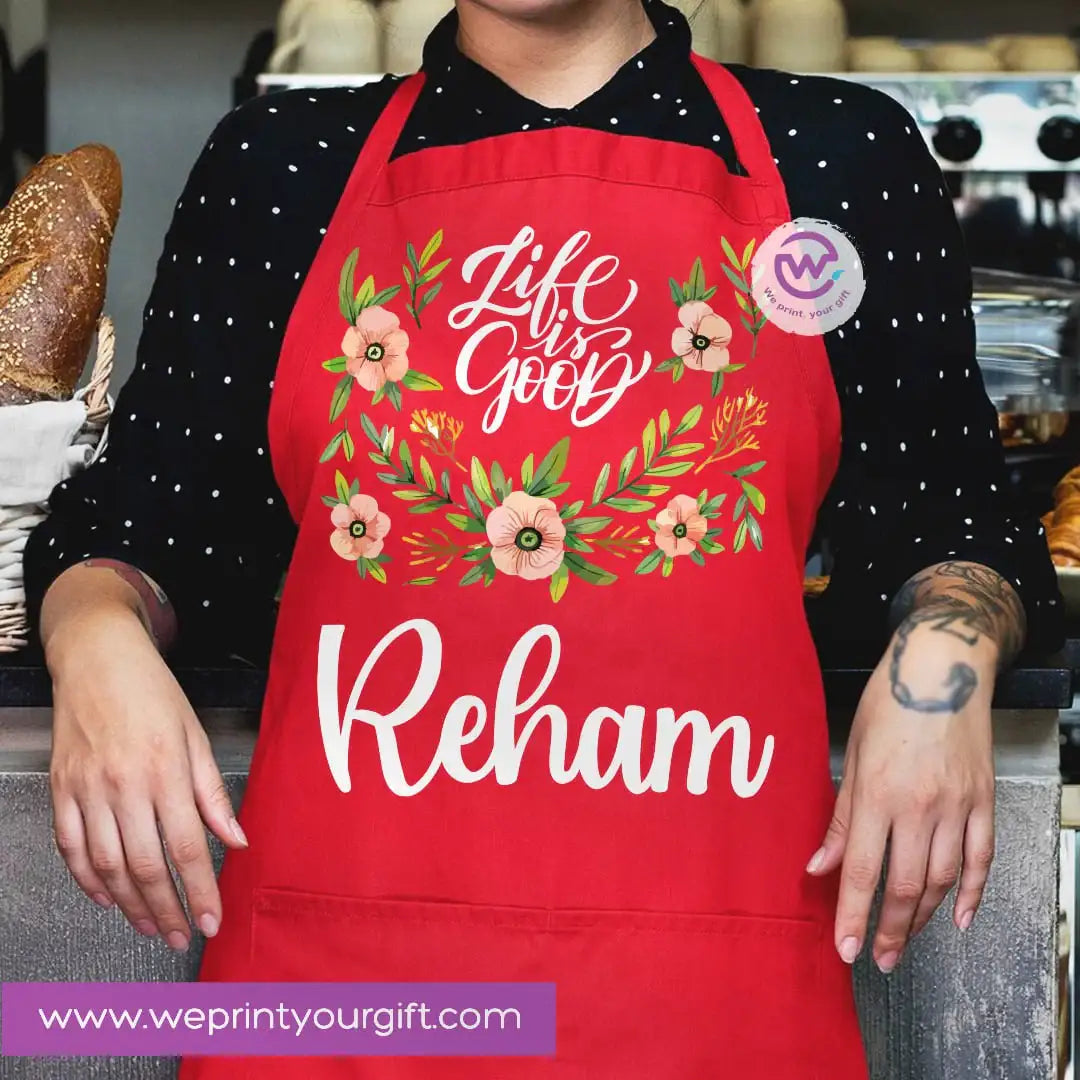 Motivational Personalized Apron – Custom Name Heavy Cotton Kitchen Apron with Pocket - WE PRINT