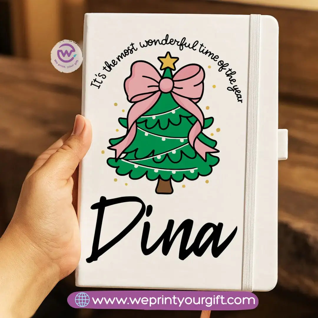 Personalized Hard Cover Rubber Notebook – Winter & Christmas Designs - WE PRINT