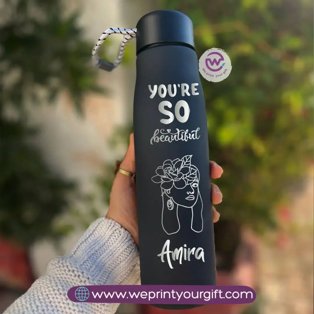 Thermal Stainless Steel Bottle with Strap – One Line Art Edition (500 ml) - WE PRINT