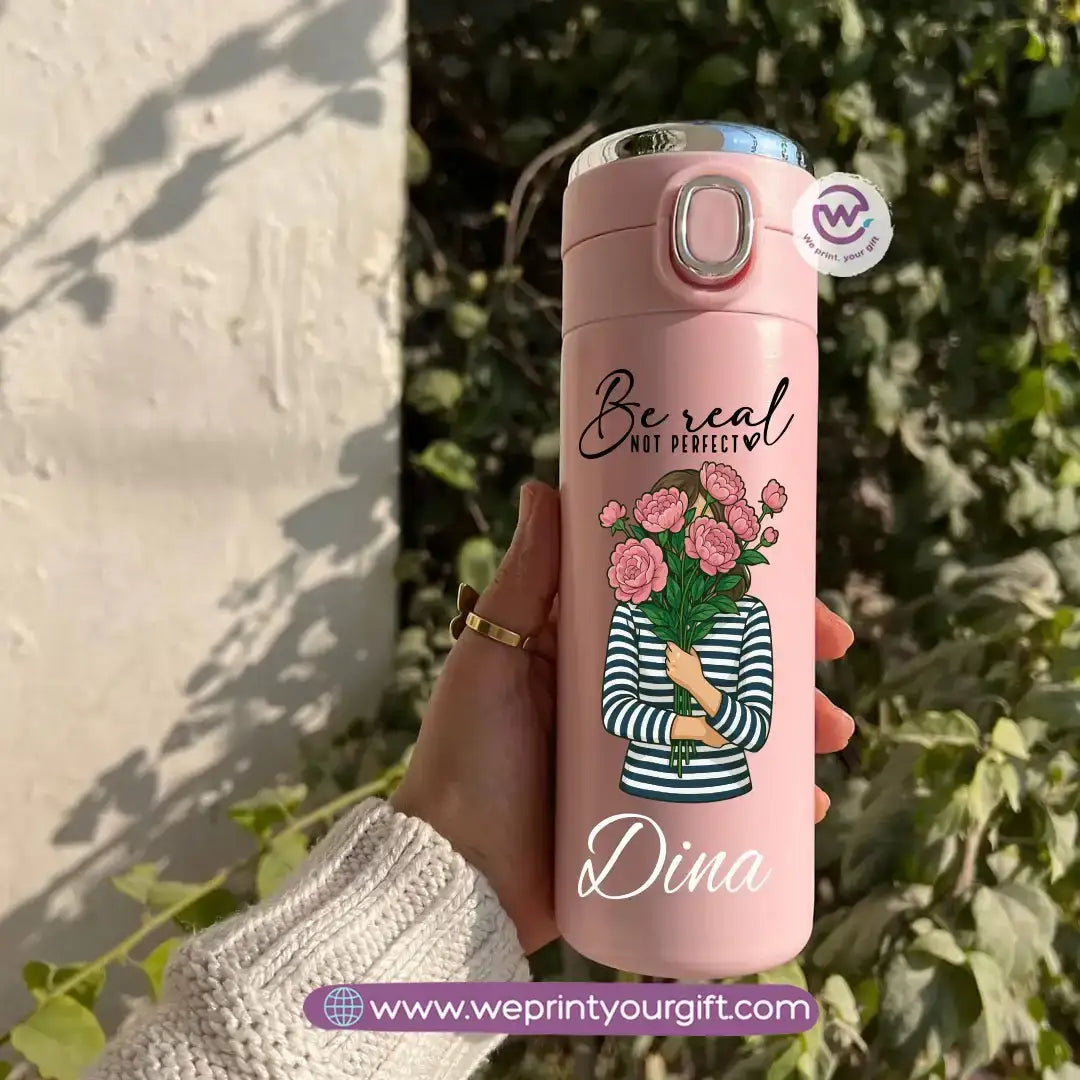 Stainless Steel Thermal Mug with Digital Temperature Display – 420ml - Motivational Floral Designs - WE PRINT