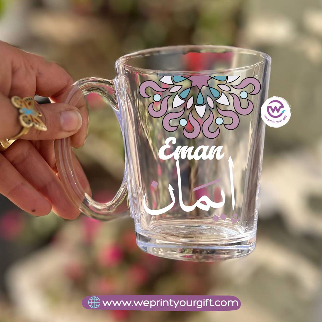 Boho Name Glass Tea Cup – 300 ml | Personalized Designs