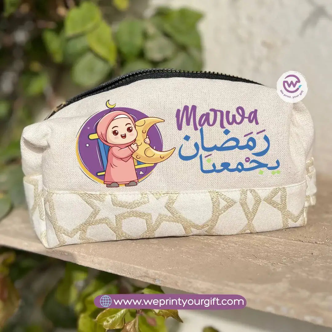 Islamic Pattern Ramadan Boxy Pouch โ Cotton Makeup & Pencil Case