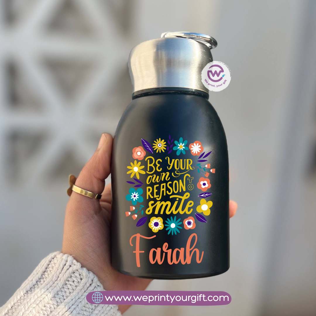 Mini Thermal Coffee Mug – 300ml | 304 Stainless Steel | Floral Motivational Designs