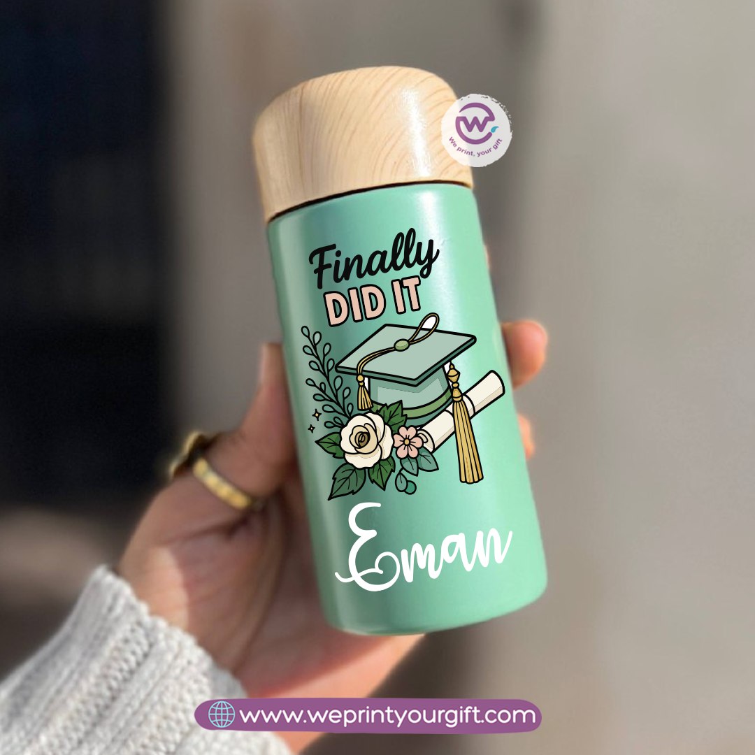 Mini Thermal Coffee Mug โ (150ml & 250ml) | Wooden Lid - Graduation Digital Art Edition