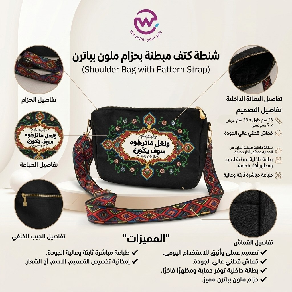 Shoulder Bag with Colorful Strap - Customization Options