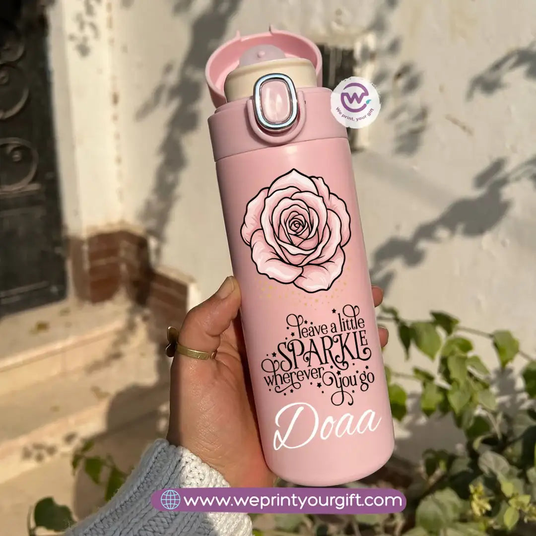 Stainless Steel Thermal Mug with Digital Temperature Display – 420ml - Motivational Floral Designs - WE PRINT