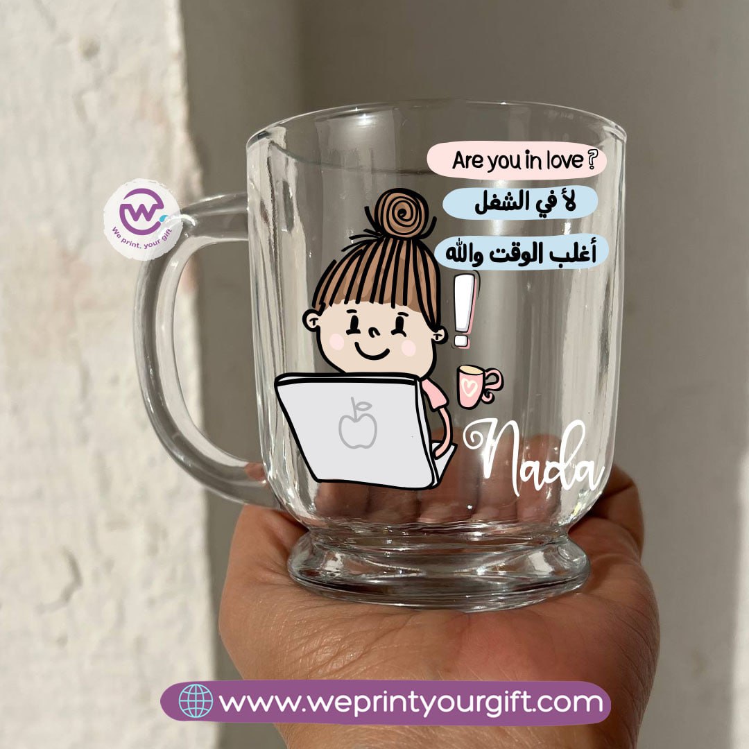 Clear Glass Espresso Coffee Cup – 250 ml | Work-Themed Comic Designs