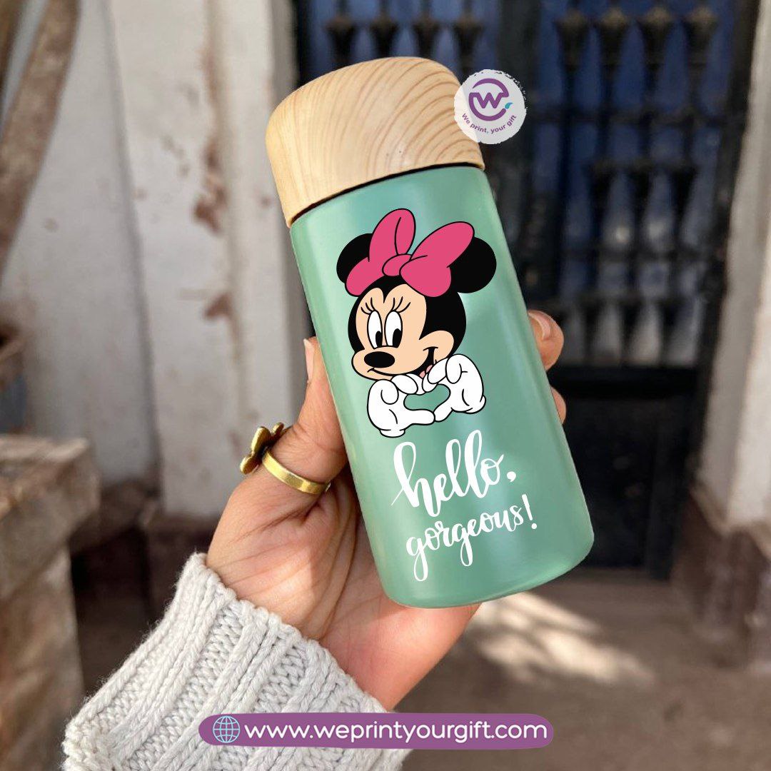 Mini Thermal Coffee Mug โ (150ml & 250ml) | Wooden Lid - Mickey & Minnie Style Designs
