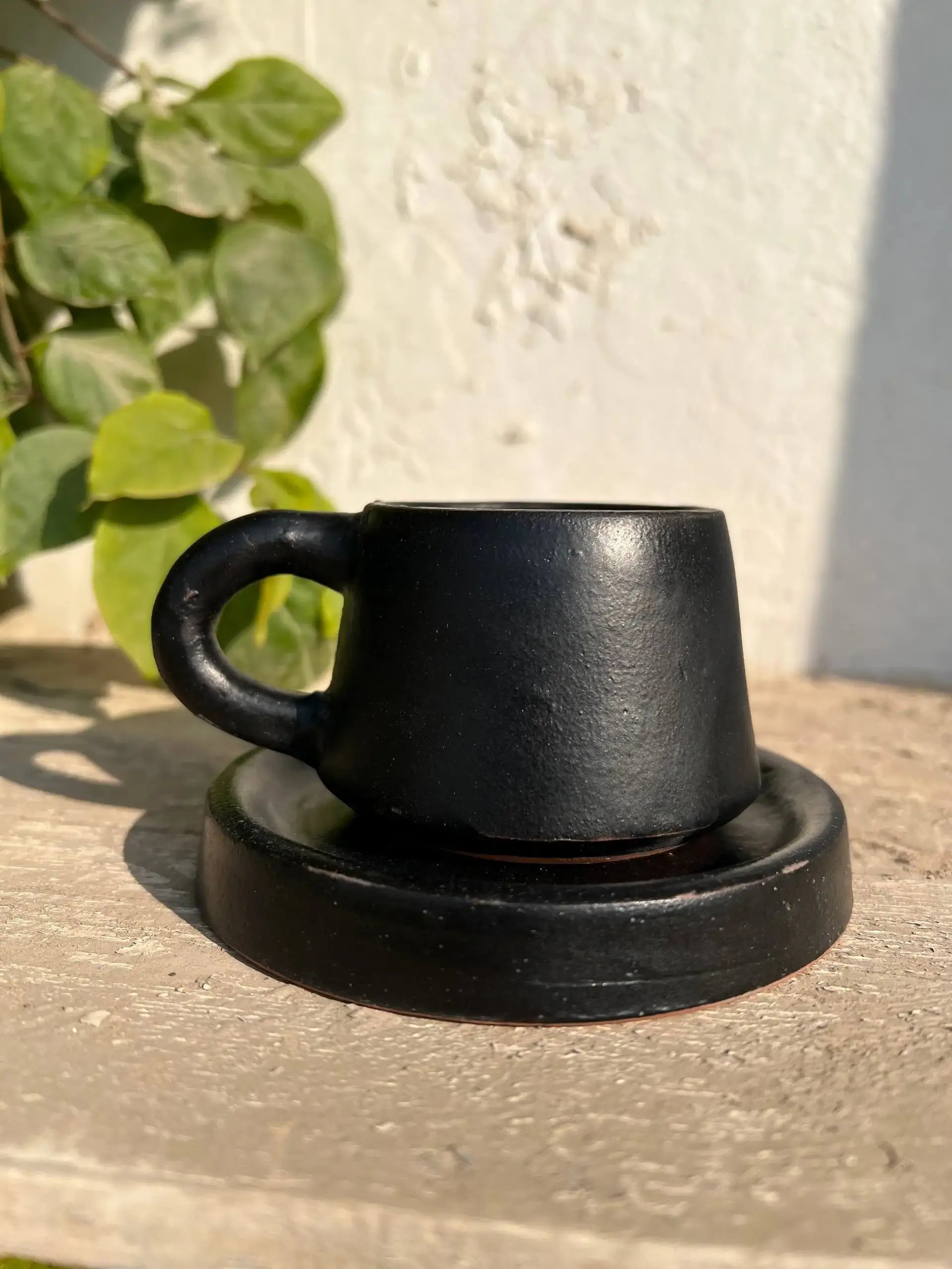 Handmade Pottery Coffee Cup with Saucer – 200 ml | Customization Options