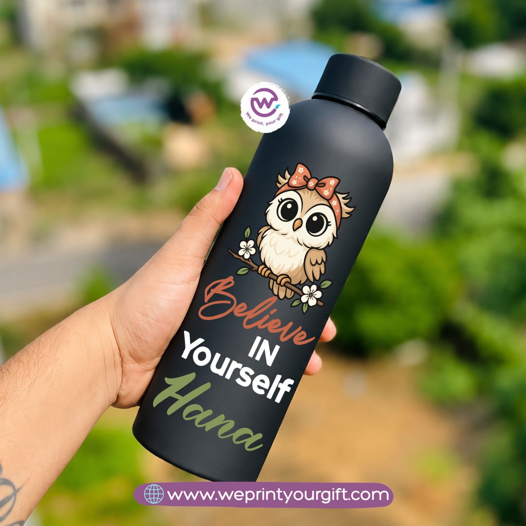 Personalized Thermal Water Bottle 500ml - Cute Owl Motivational Designs