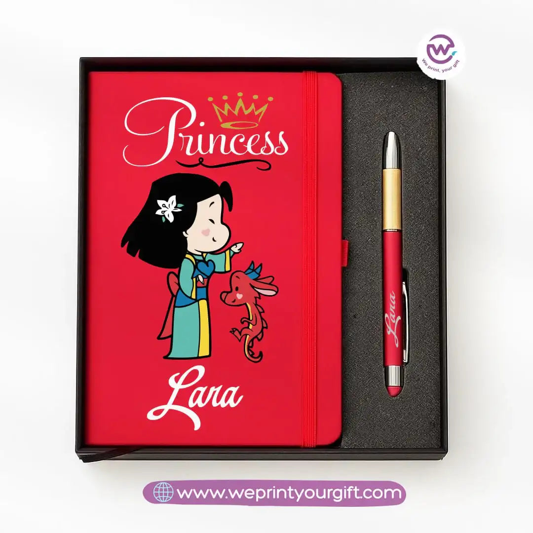 ๐ Princess-Inspired Personalized Gift Box with Notebook & Metal Pen - WE PRINT
