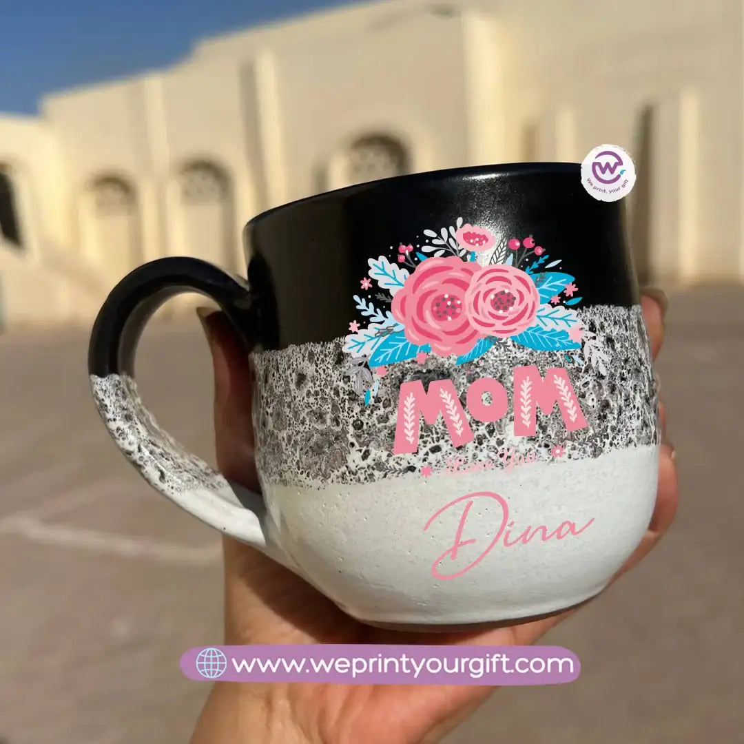 Black & White Handmade Pottery Mug – 350 ml | Mother’s Day Designs - WE PRINT