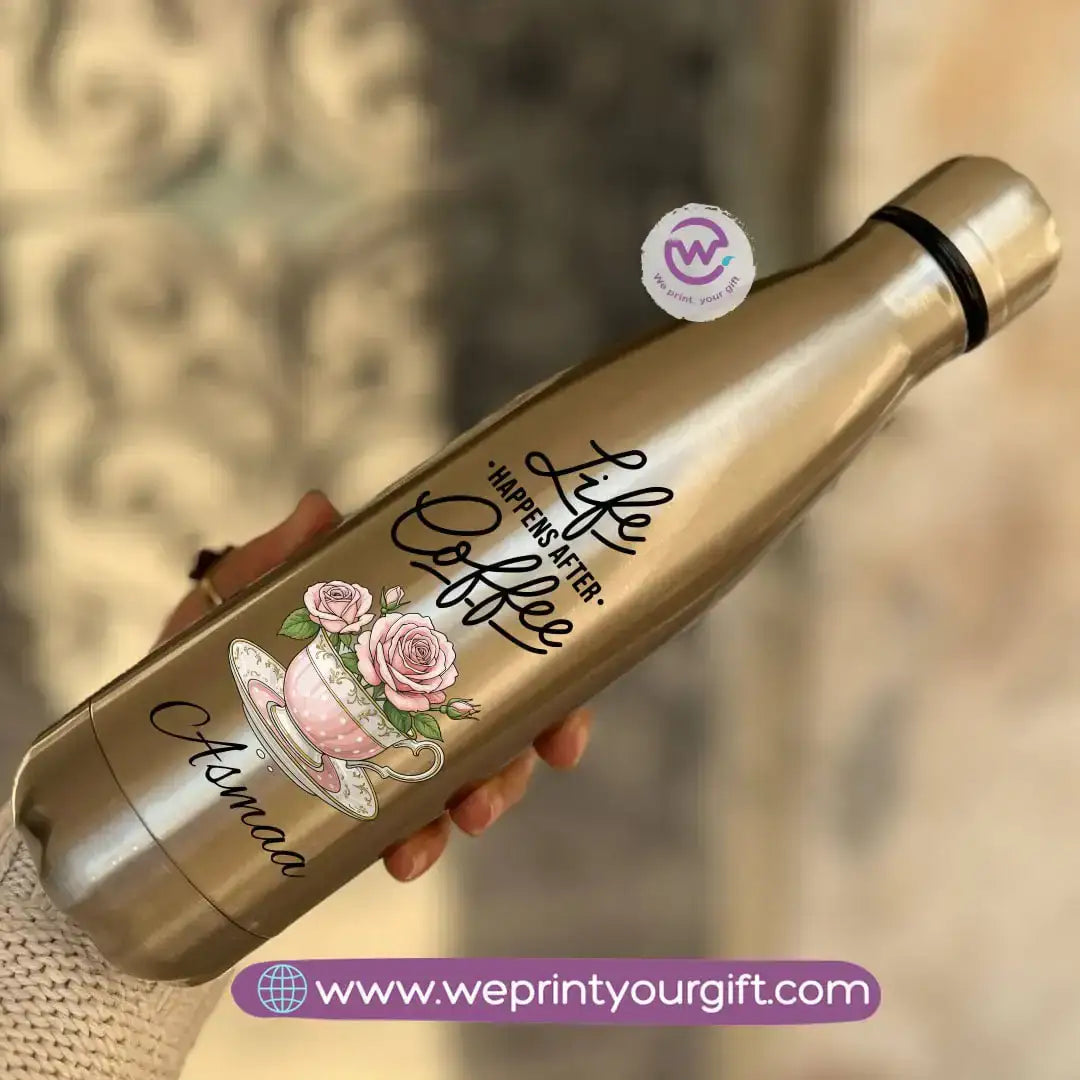 Silver Thermal Bottle with Motivational Digital Art – 500 ml - WE PRINT