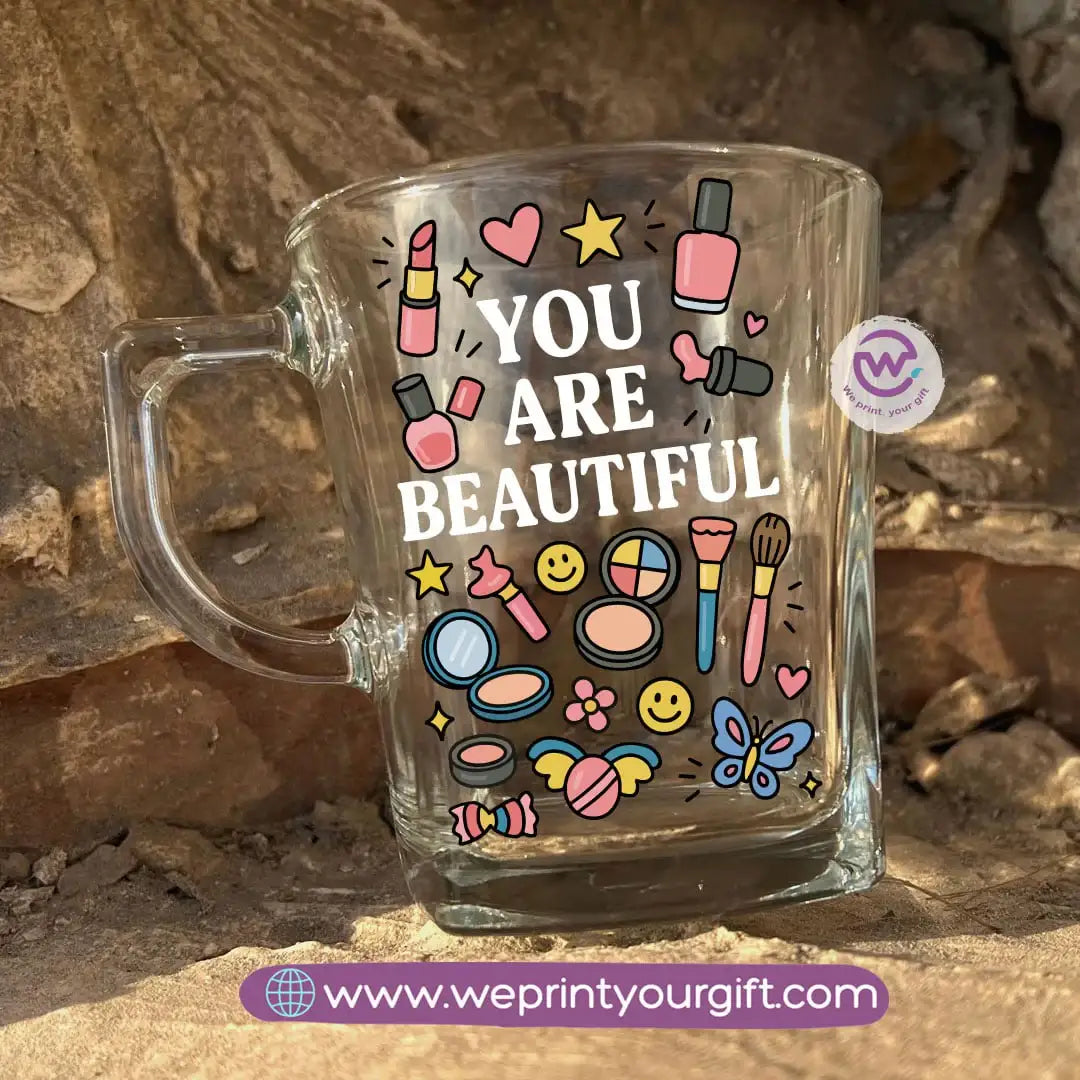 Personalized Motivational Doodle Glass Tea Cup – 300 ml - WE PRINT