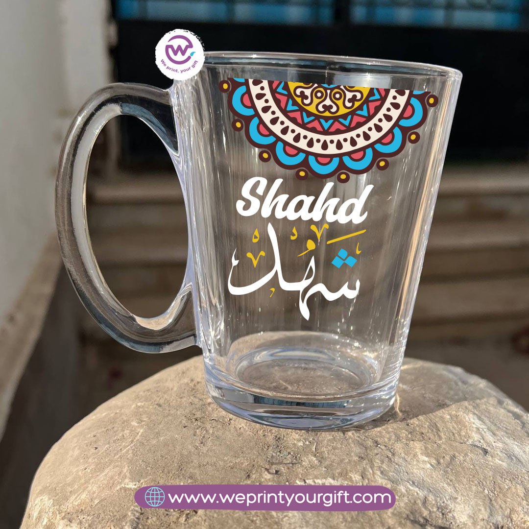 Boho Name Glass Tea Cup – 300 ml | Personalized Designs