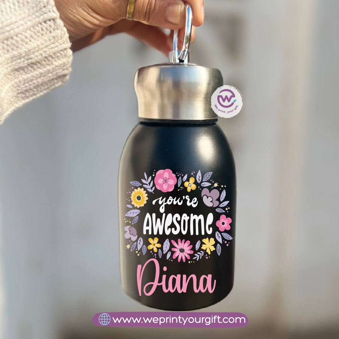 Mini Thermal Coffee Mug – 300ml | 304 Stainless Steel | Floral Motivational Designs