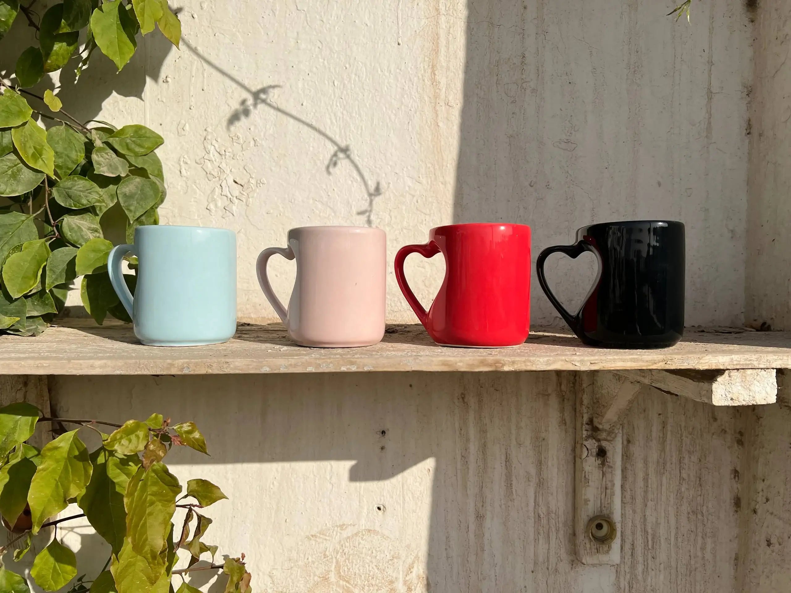 Hollow Heart Handle Mug – 350 ml | UV Raised Sticker Printing -Customization Options