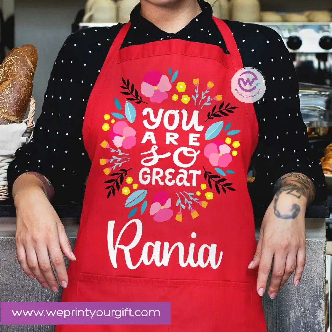 Motivational Personalized Apron – Custom Name Heavy Cotton Kitchen Apron with Pocket - WE PRINT