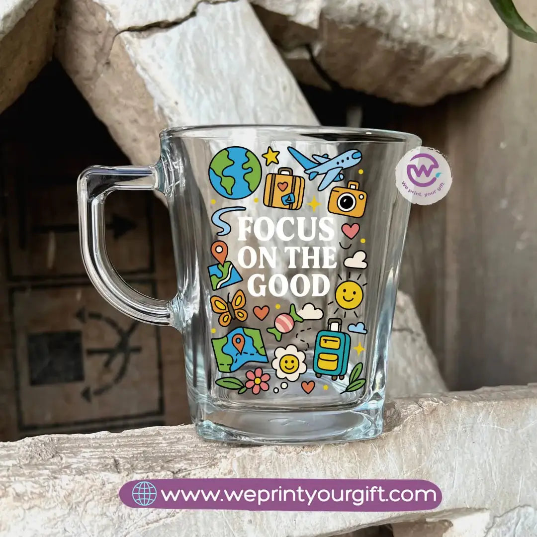 Personalized Motivational Doodle Glass Tea Cup – 300 ml - WE PRINT