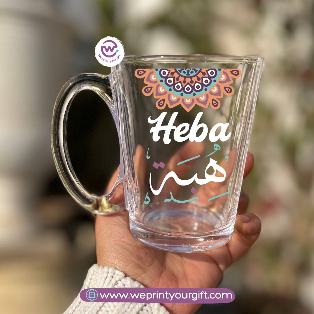 Boho Name Glass Tea Cup – 300 ml | Personalized Designs