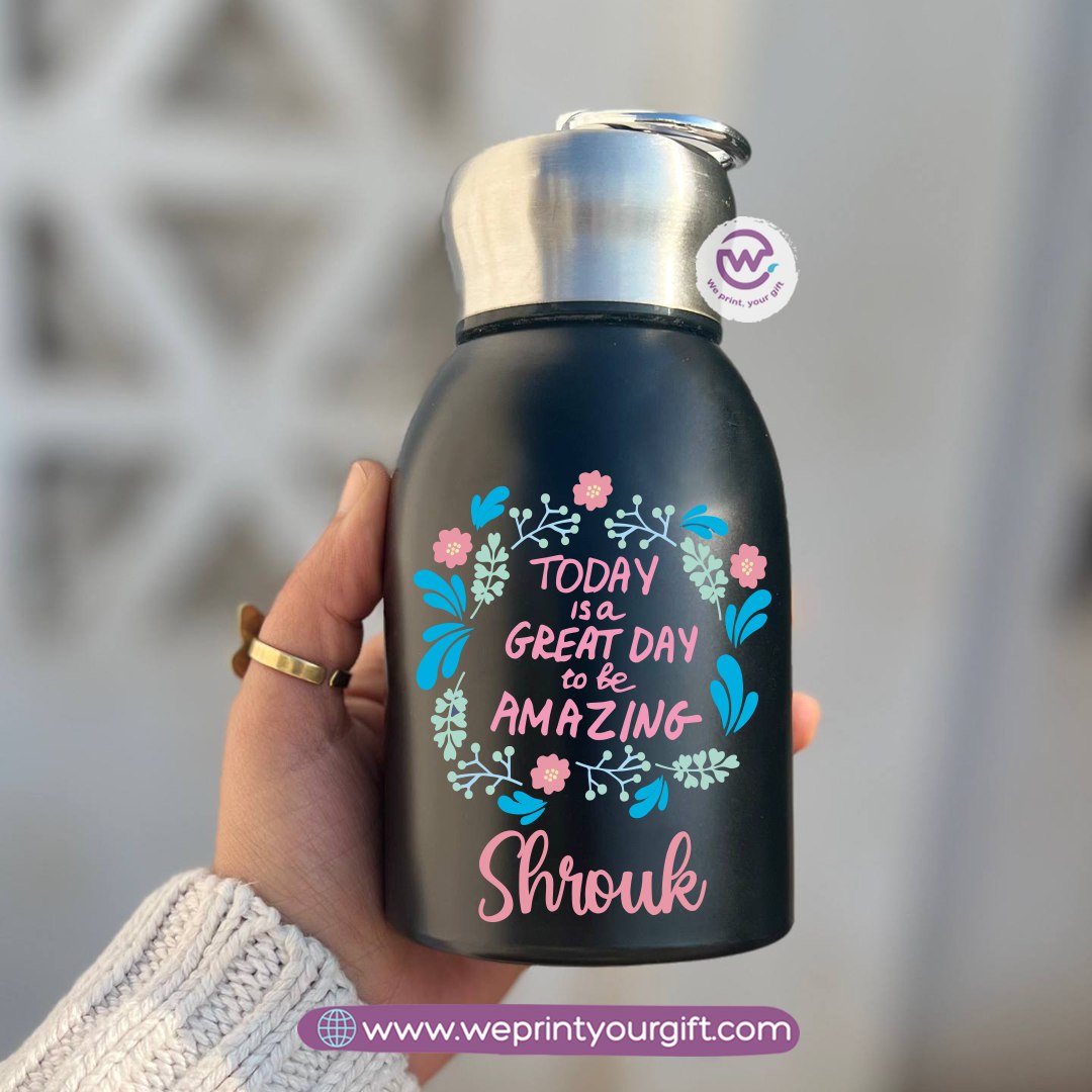 Mini Thermal Coffee Mug – 300ml | 304 Stainless Steel | Floral Motivational Designs